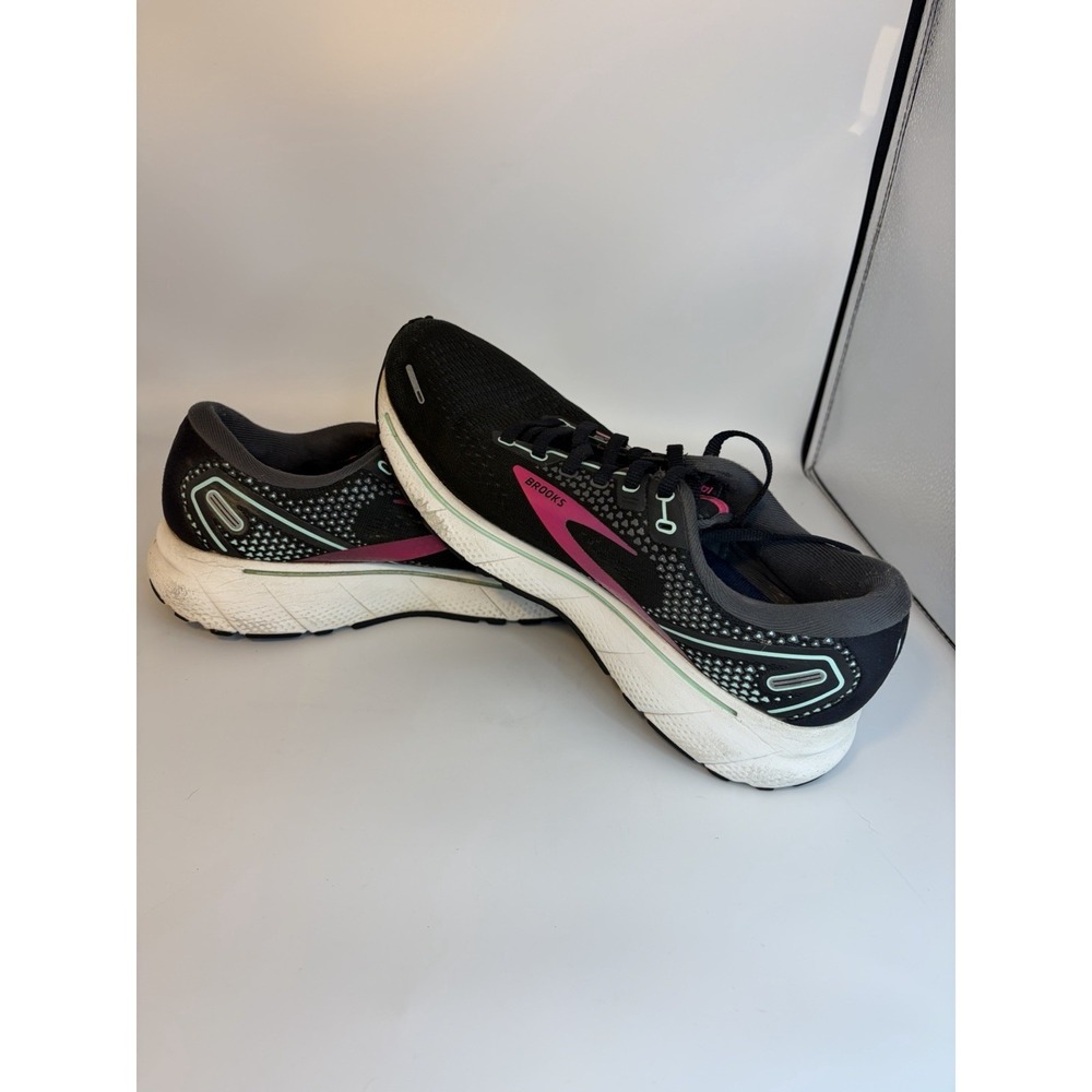 Brooks Ghost 14 Running Shoes Women's Size 9.5 Black Pink Aqua Sneakers*READ*